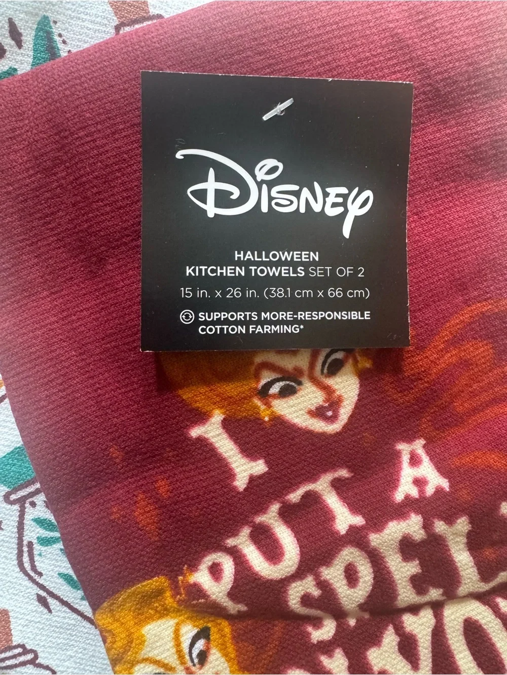 Disney Halloween Witch Spell Kitchen Towels - Burgundy, White & Teal